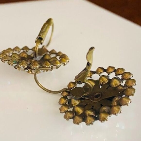 Liz Palacios Florette Leverback Earrings Made With Swarovski Crystals Brass Tone - Picture 8 of 10